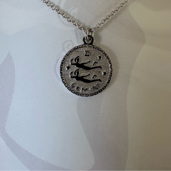 Sterling Silver Zodiac Pendant Necklace, 16"-18" Adjustable Necklace (Gemini) - Picture 2 of 2